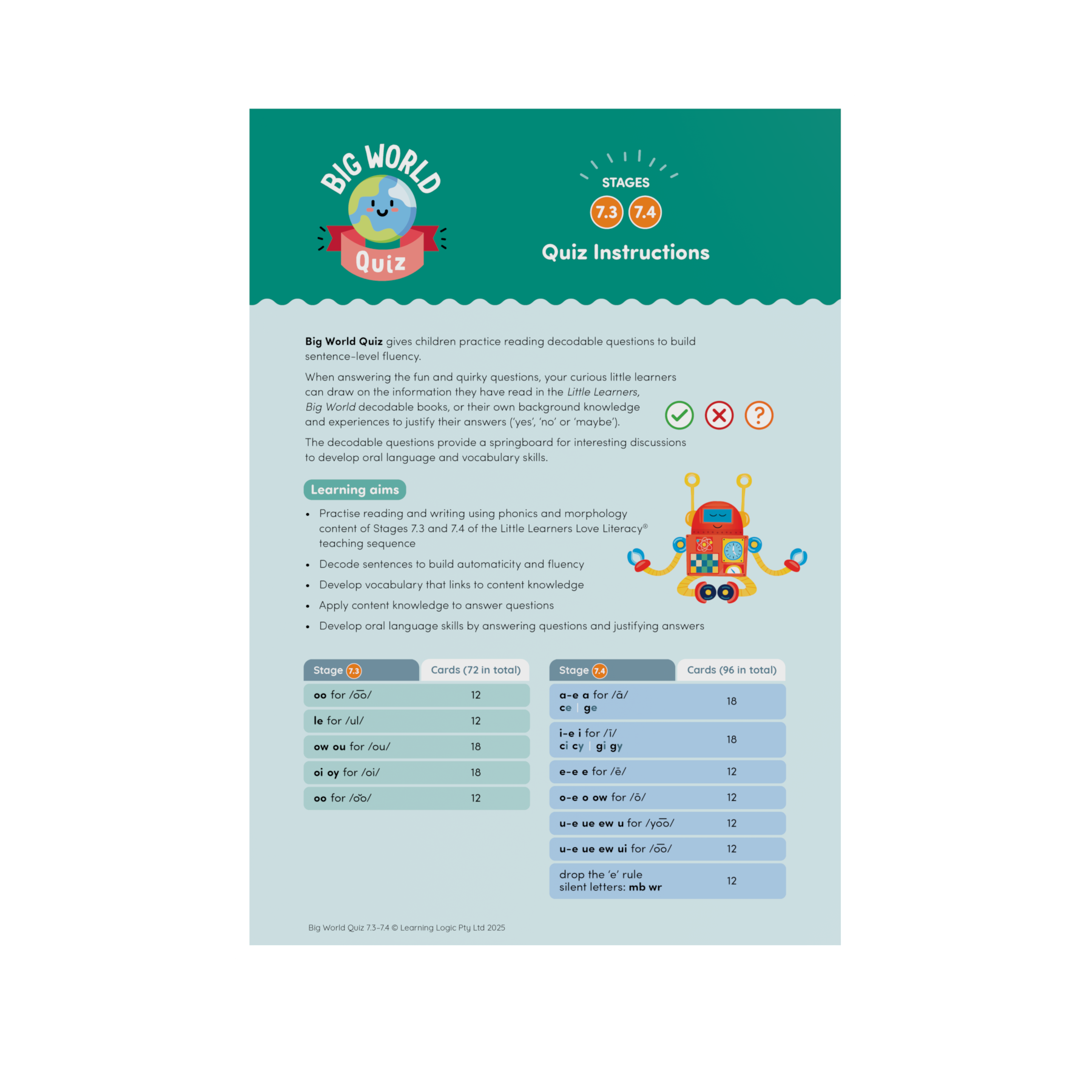 Little Learners Big World Quiz - Stages 7.3 and 7.4