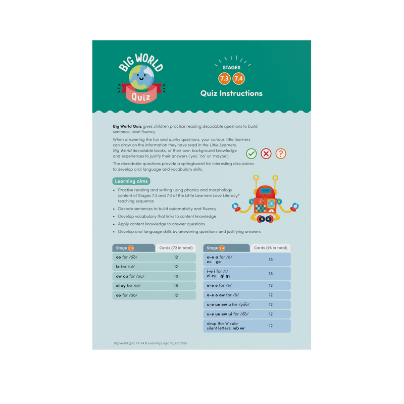 Little Learners Big World Quiz - Stages 7.3 and 7.4
