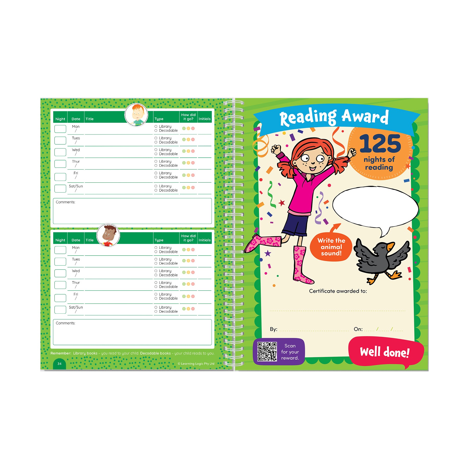 Home Reading Journal Year 1 Pack of 60 *Term 4 Special*
