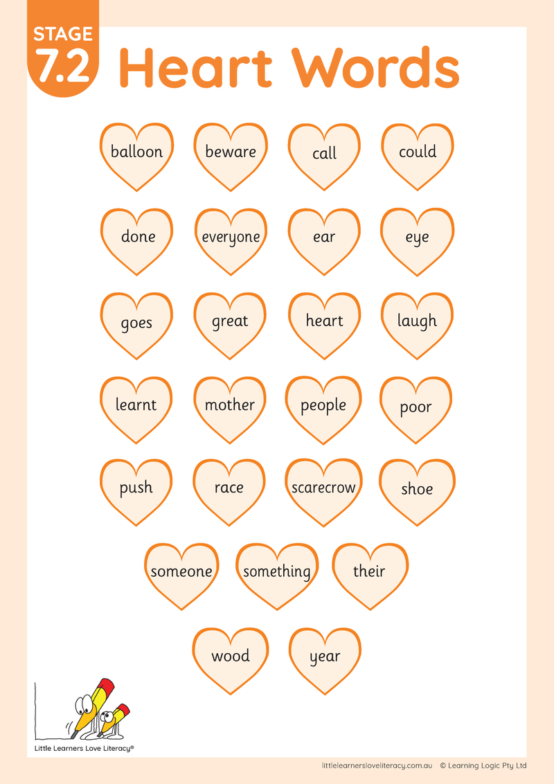 Heart Word Posters Stages 1-7