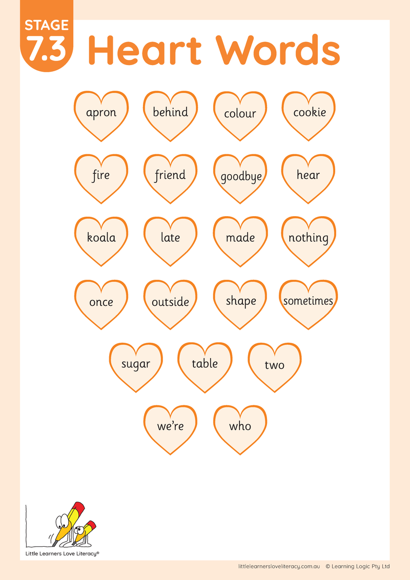 Heart Word Posters Stages 1-7