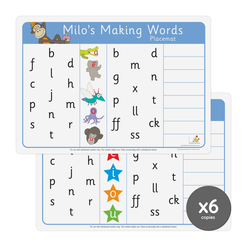 Milo's Making Words Placemats Pack of 6